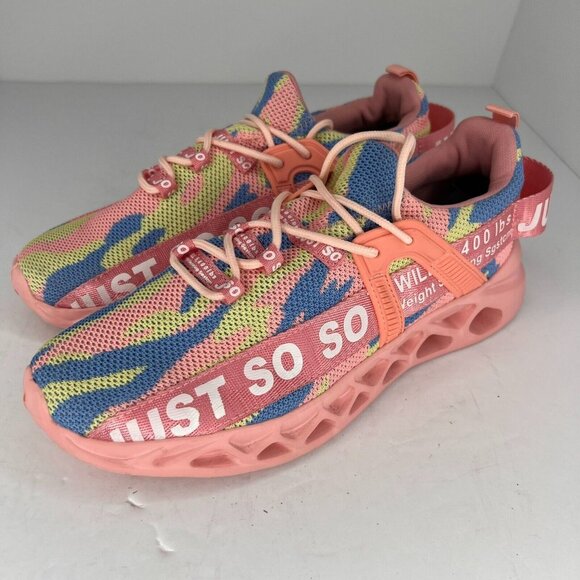 Just So So Shoes - Just SoSo Womens Pink Tie Dye Mesh Lace Up Low Top Size 9.5 Running Shoes
